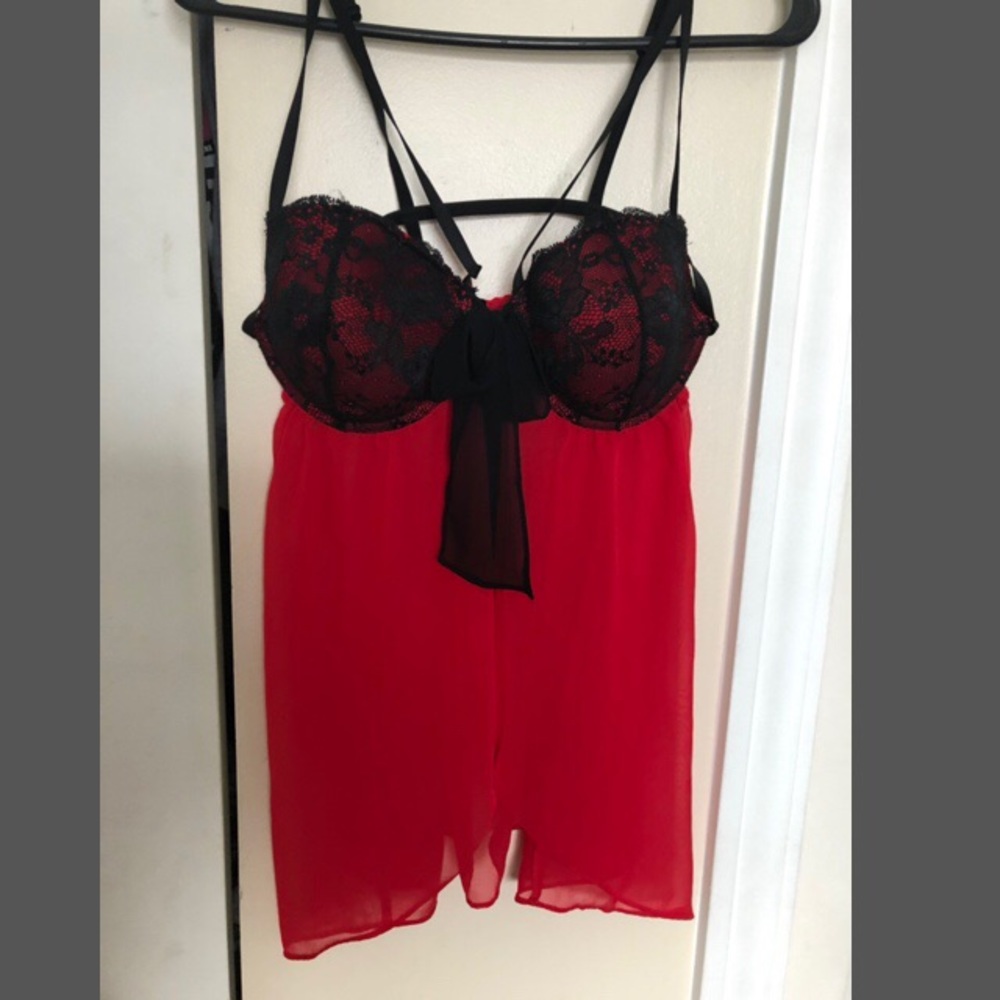 Red babydoll lingerie